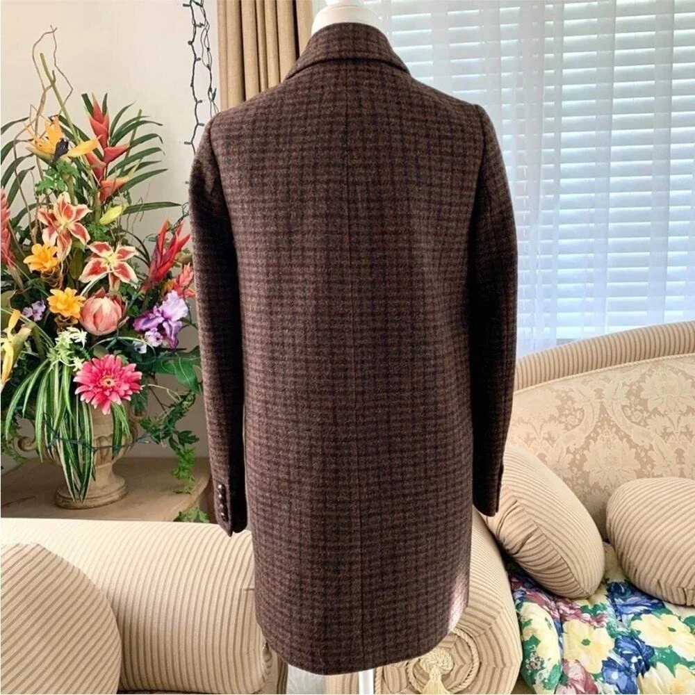 J.CREW COLLECTION Wool Coat Brown Blazer Plaid 8